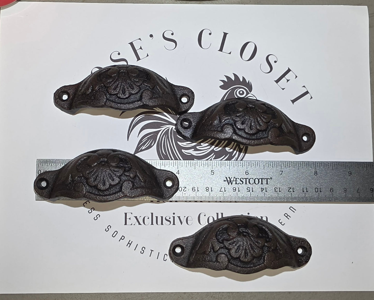 Cast Iron Draw Handel's Set Of 4