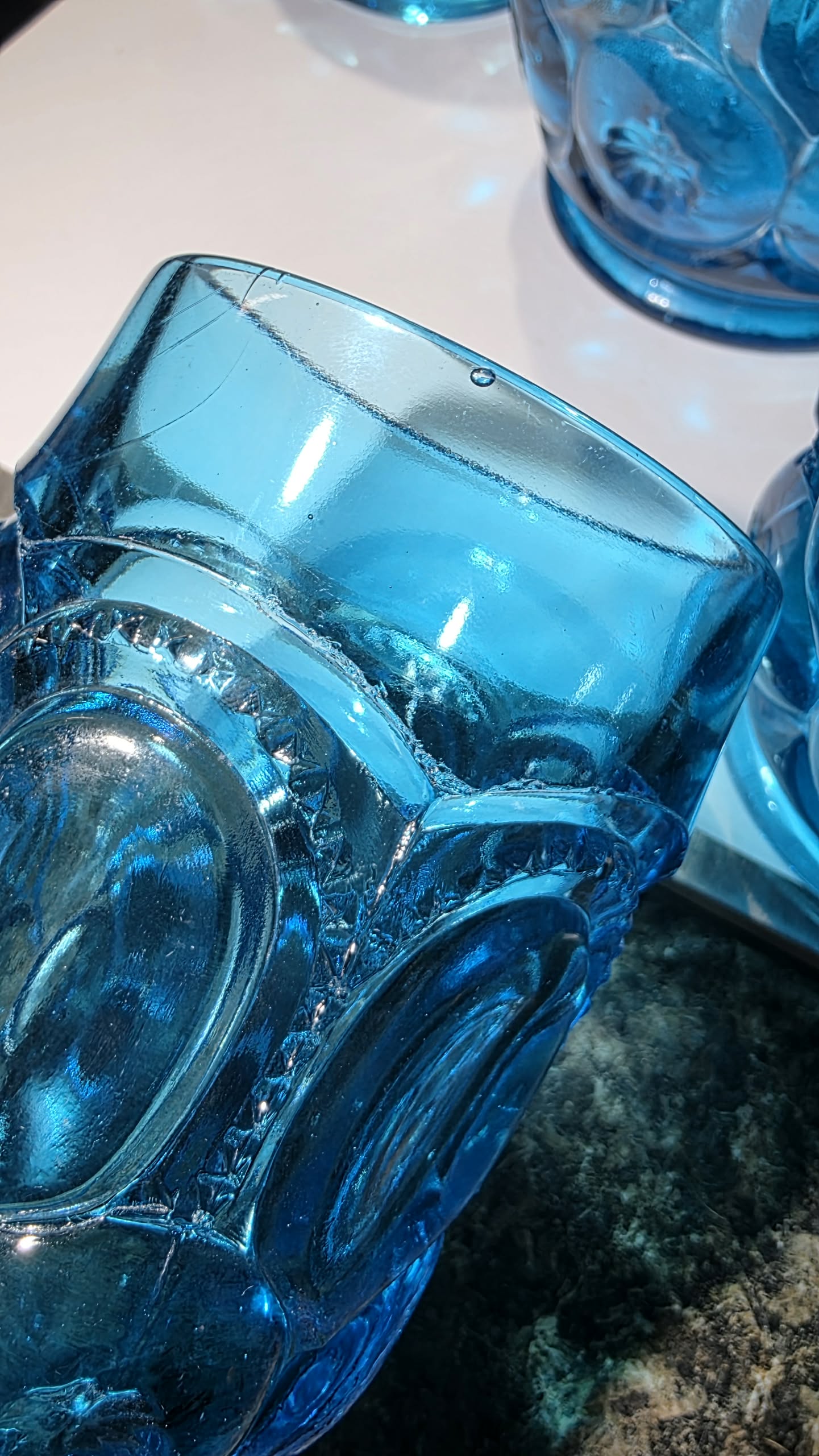 Pitcher and 4 Glasses L.E Smith Moon and Stars Blue