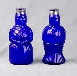 Man & Woman Cobalt Blue Glass Salt & Pepper Shakers