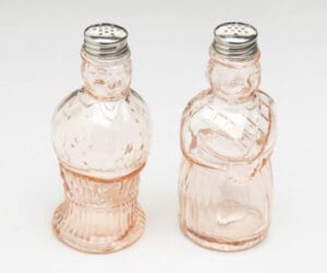 Pink Depression Glass Man &amp; Woman Salt & Pepper Shakers