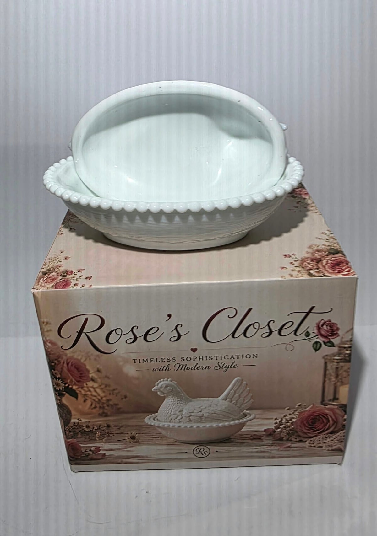 4.5" Glass Hen on Nest | Solid White or Black Hen Dish , Rose’s Closet New Release ,Chicken Decor ,Farmhouse Kitchen Decor