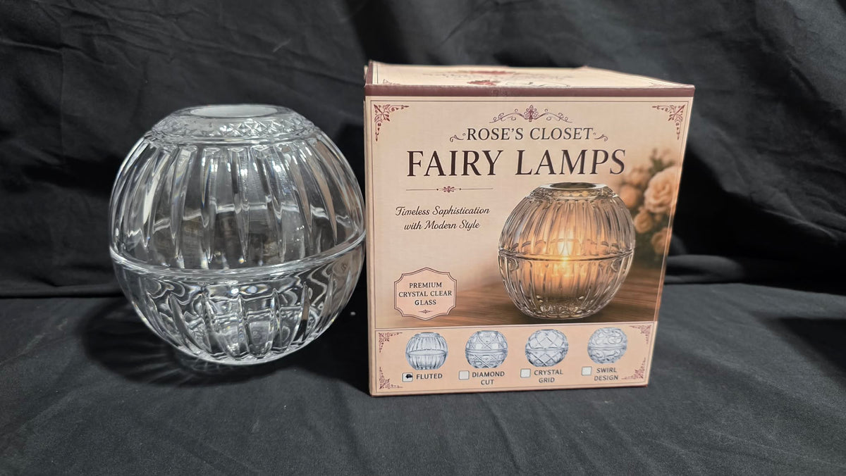 Rose’s Closet Crystal Fairy Lamp,  Clear Glass Tea Light Holder , 4 Designs to Choose From , Collect All 4 | Elegant Home Décor