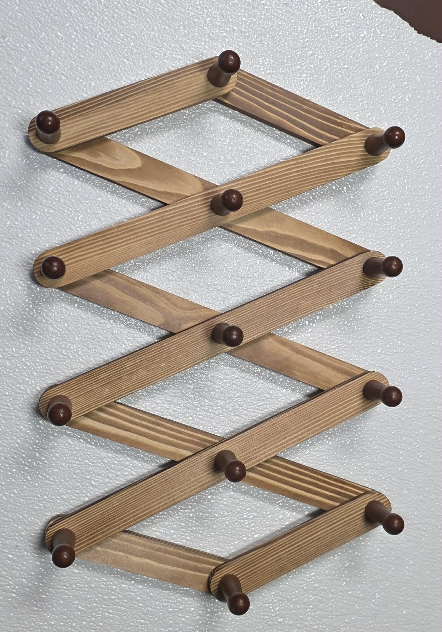 13 Peg Hand Crafted Expandable Wood Rack