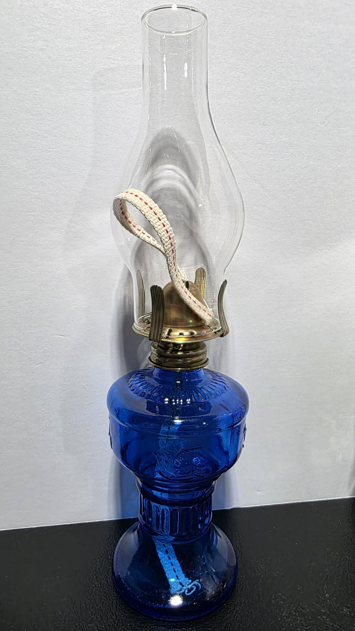 13" Glass Oil Lamp w/ 2 Wicks – Choice of Blue Red Clear Green or Amber