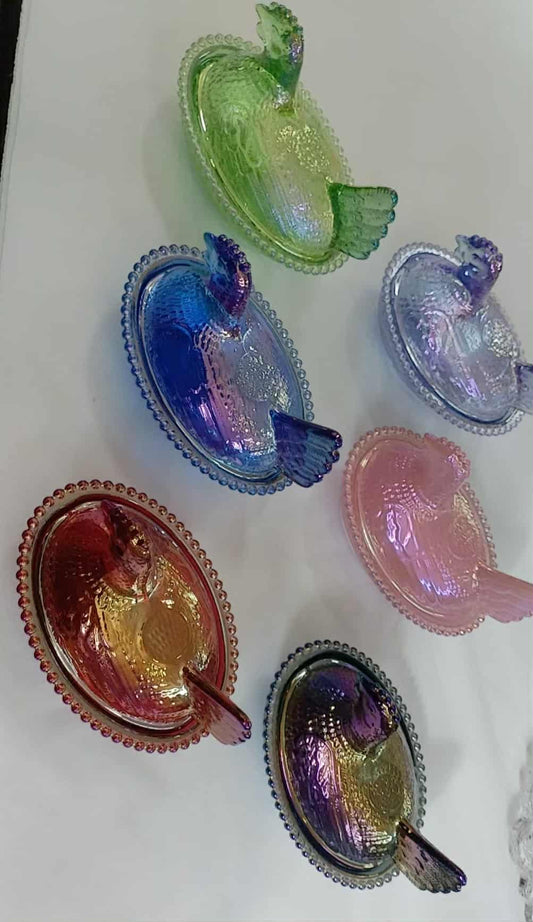 4" Carnival Imported Hen on Nest  Electroplated