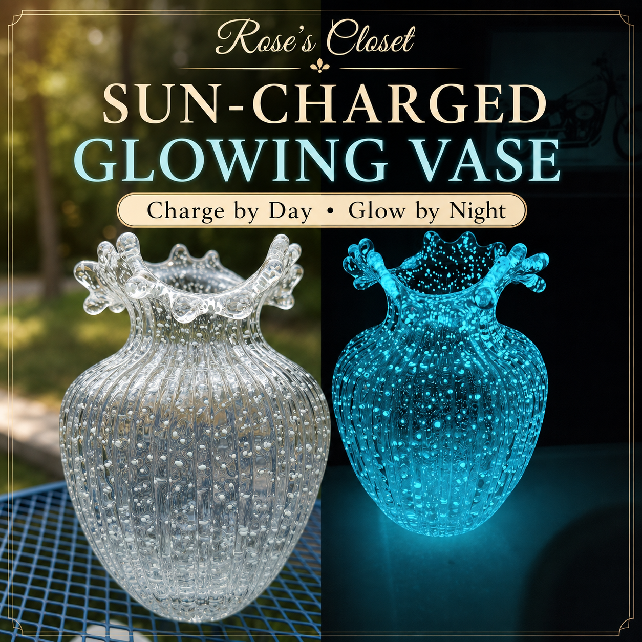 Sun-Charged Glowing Vase 8" Tall