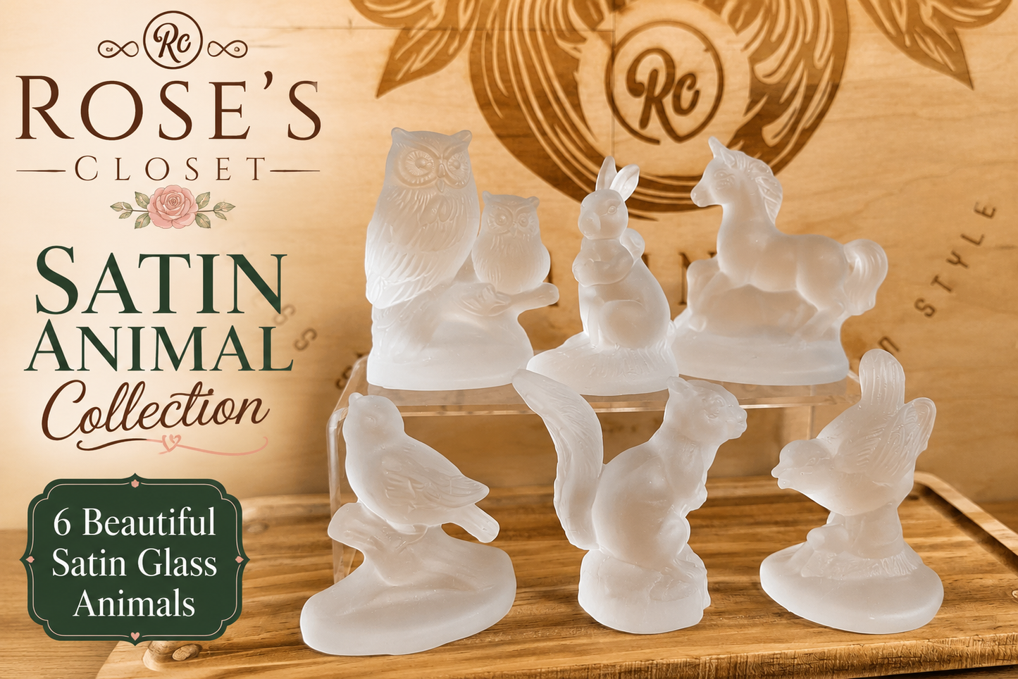 Satin Glass Woodland Animal Figurines