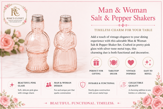 Pink Depression Glass Man & Woman Salt & Pepper Shakers