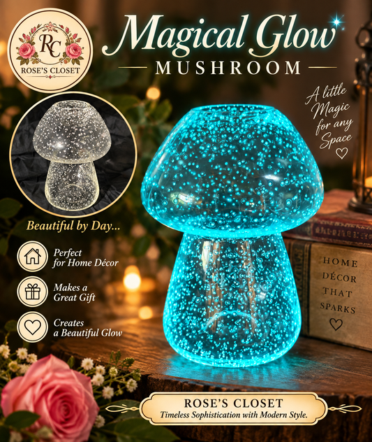 Magical Glow Glass Mushroom Lamp | Bubble Glass Mushroom Light ,Whimsical Home Decor