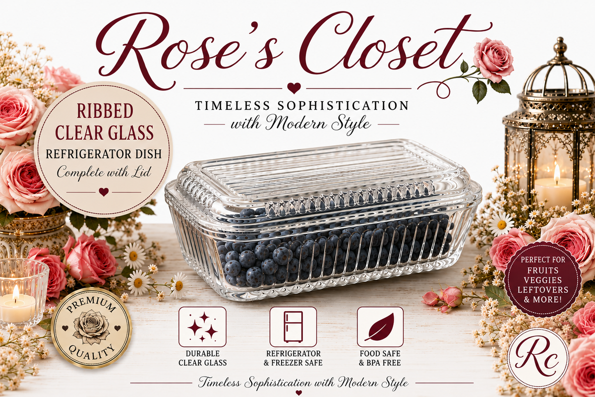 Ribbed Clear Glass Refrigerator Dish with Lid Food Storage Container