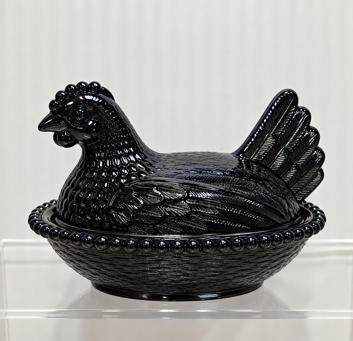 4.5" Glass Hen on Nest | Solid White or Black Hen Dish , Rose’s Closet New Release ,Chicken Decor ,Farmhouse Kitchen Decor