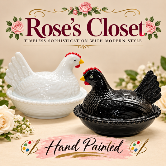Rose’s Closet Exclusive Collection – Hand-Painted &amp; Individually Numbered Hen on Nest with Certificate of Authenticity