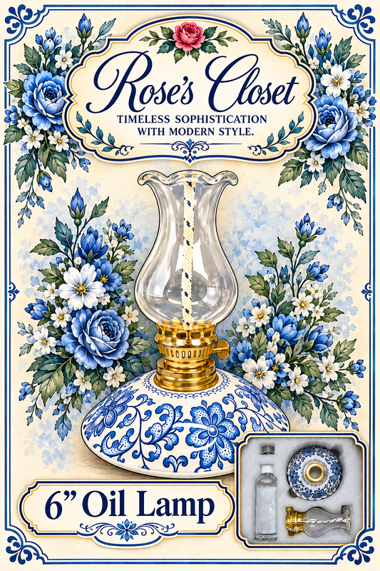 Beautiful Blue & White Floral Oil Lamp kit