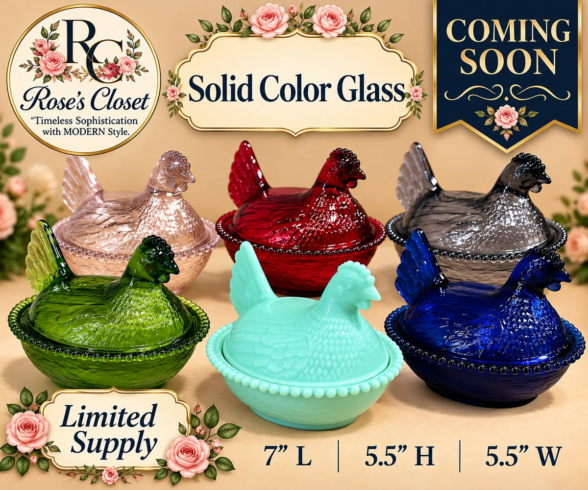 7"Glass Hens from Rhynes Retail only