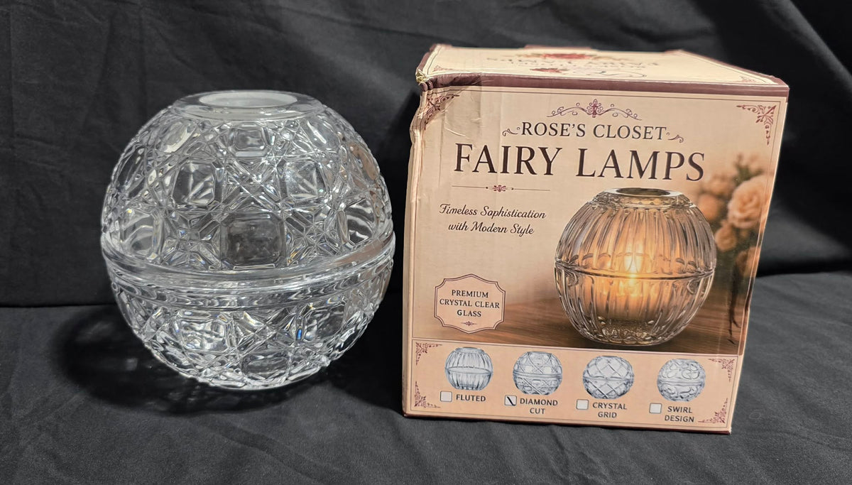 Rose’s Closet Crystal Fairy Lamp,  Clear Glass Tea Light Holder , 4 Designs to Choose From , Collect All 4 | Elegant Home Décor
