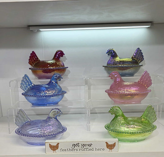 4.5" Carnival Imported Hen on Nest  Electroplated