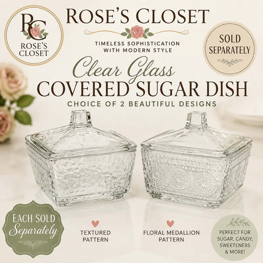 Beautiful Clear Glass Covered Sugar Dishes — Sold Separately