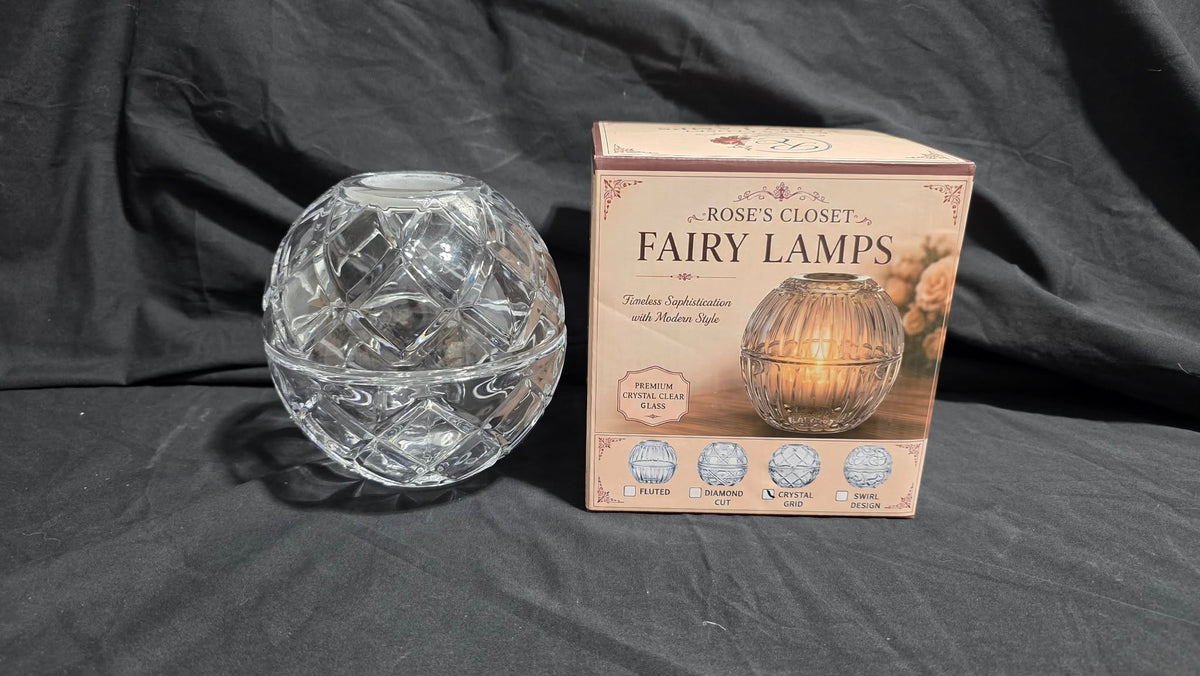 Rose’s Closet Crystal Fairy Lamp,  Clear Glass Tea Light Holder , 4 Designs to Choose From , Collect All 4 | Elegant Home Décor