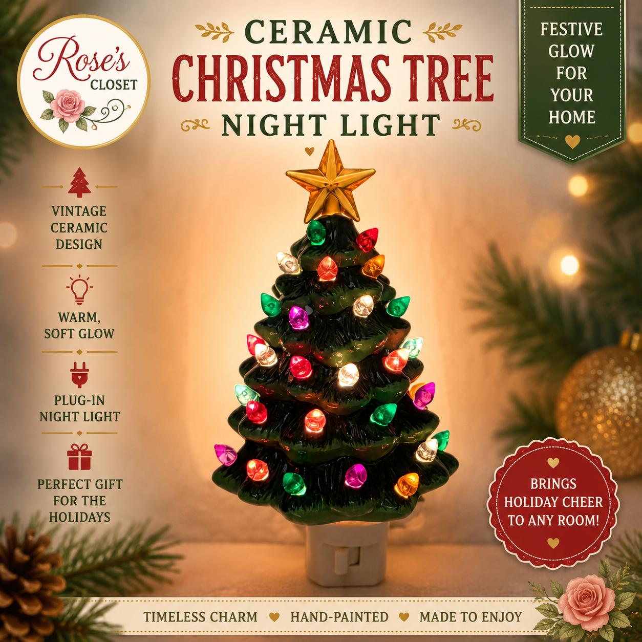 Ceramic Christmas Tree Night Light